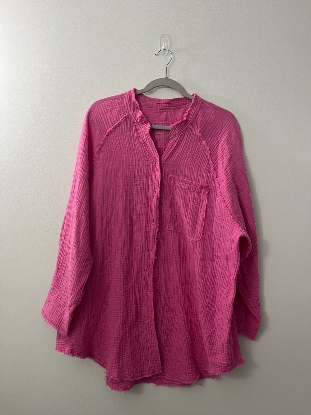 Aerie Pink Gauze Button-Front Tunic Top size small